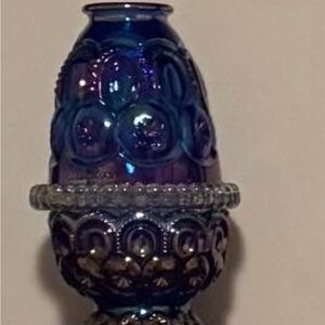 Vintage 1993 Moon And Stars Cobalt Blue Carnival Glass Fairy Lite